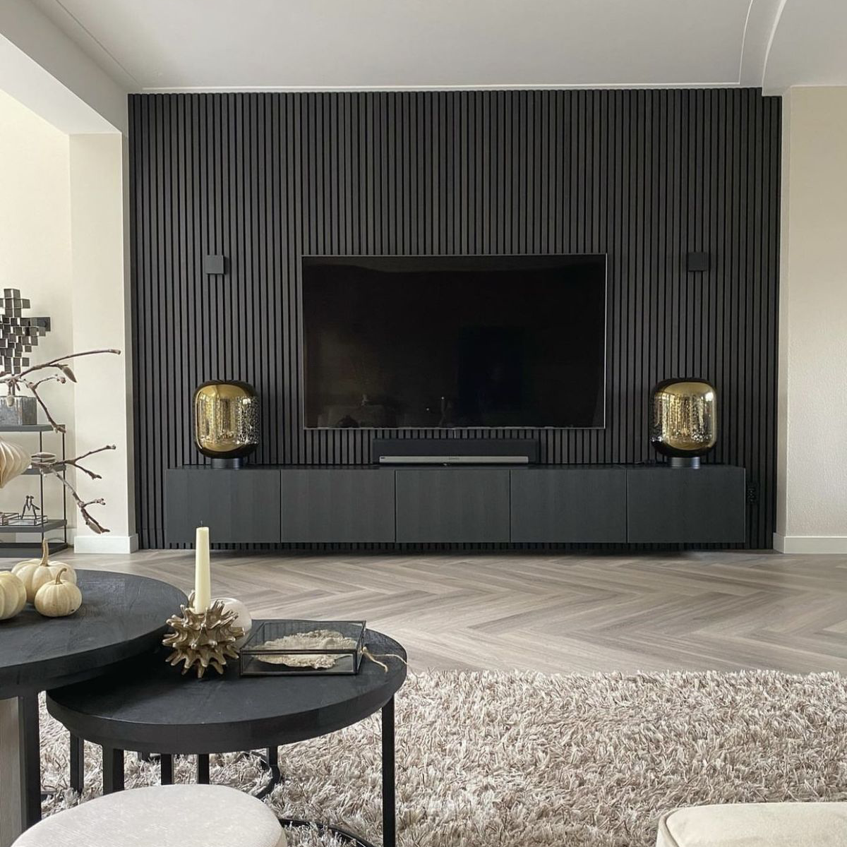 Akupanel Schwarz Eiche Holz 260x60 cm